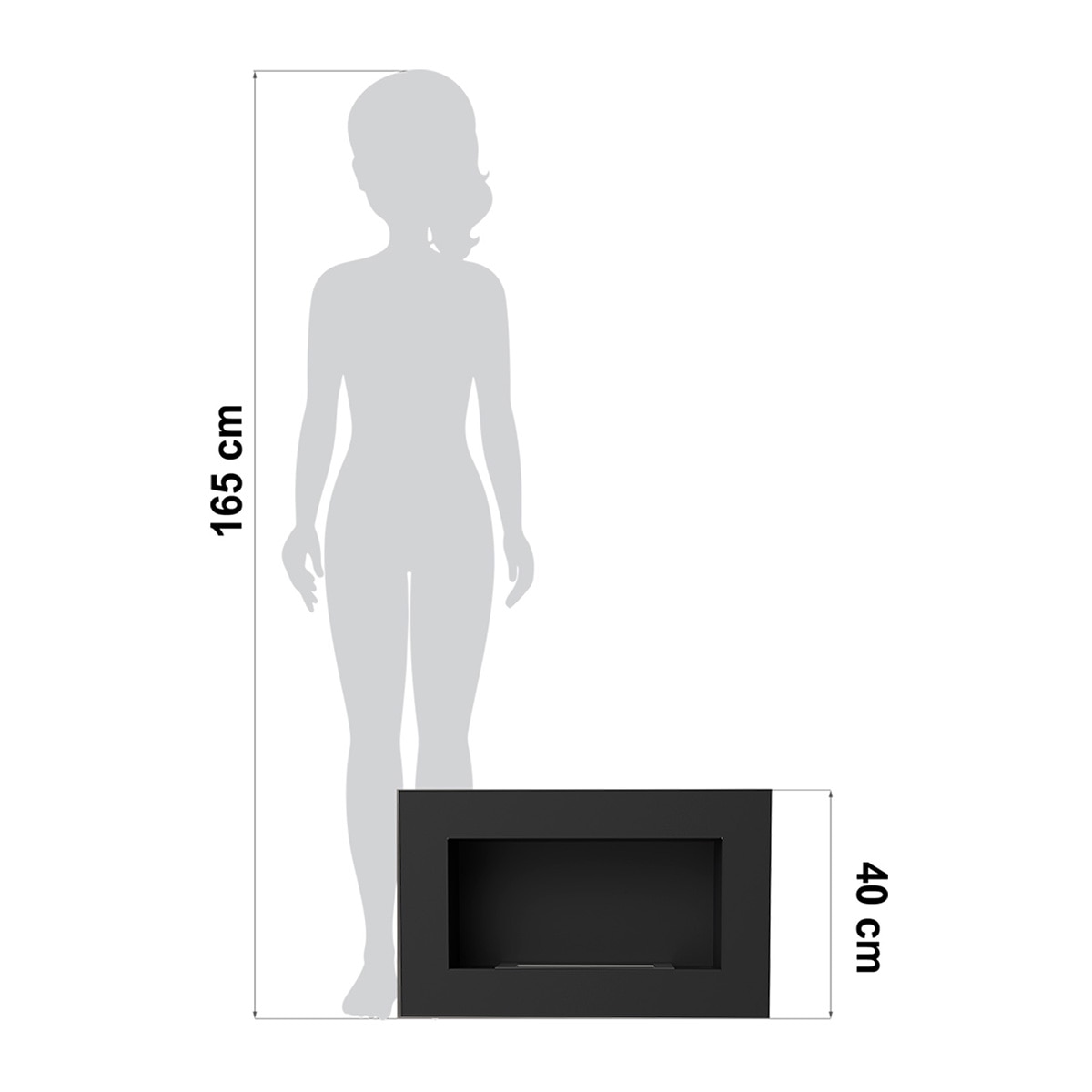 Chimenea de Bioetanol de pared Bio E650 X 400 Box Negro-3