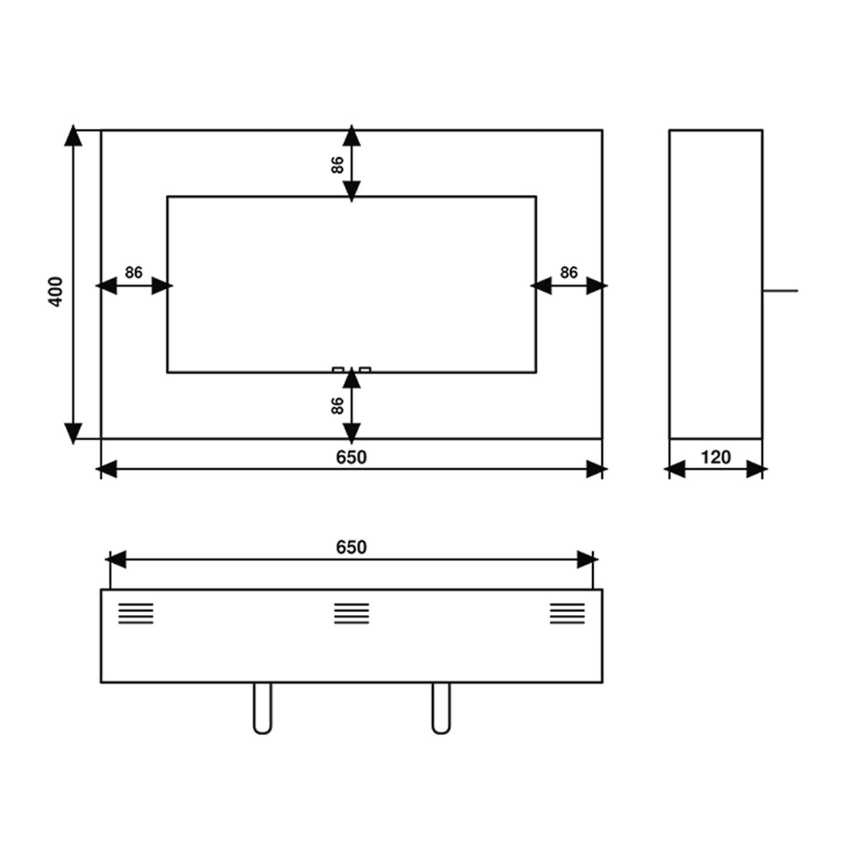 Chimenea de Bioetanol de pared Bio E650 X 400 Box Negro-6
