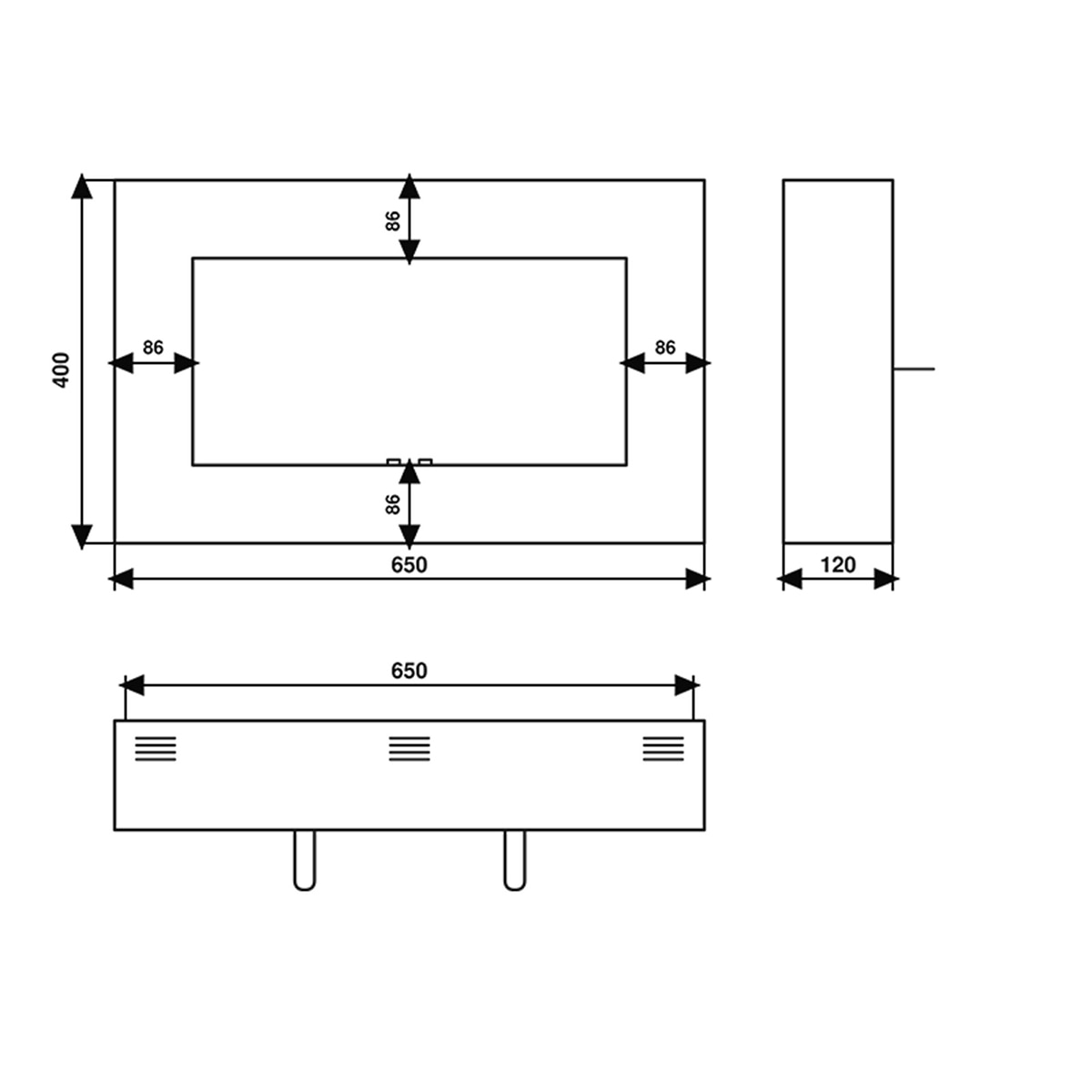 Chimenea de Bioetanol de pared Bio E650 X 400 Box Negro-8