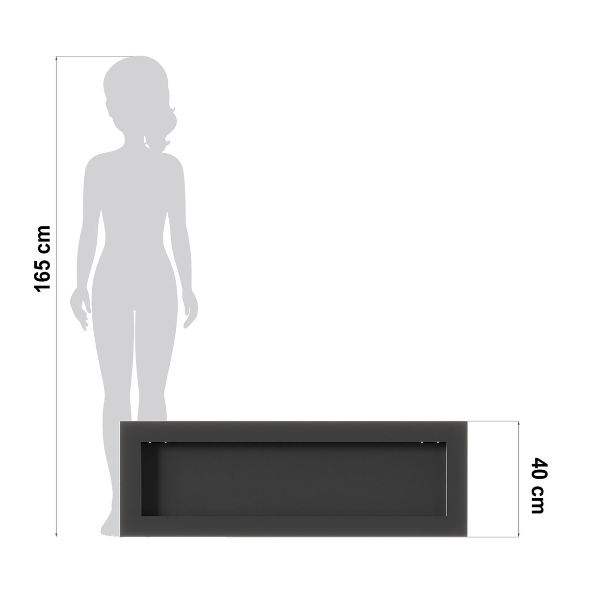 Chimenea de Bioetanol de pared Bio E 1200 X 400 Box Negro-4