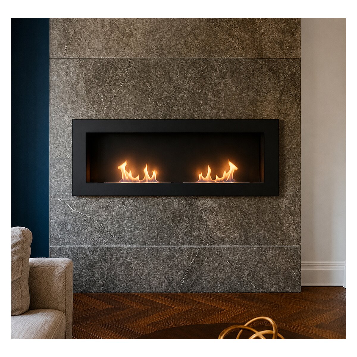 Chimenea de Bioetanol de pared Bio E 1200 X 400 Box Negro-8