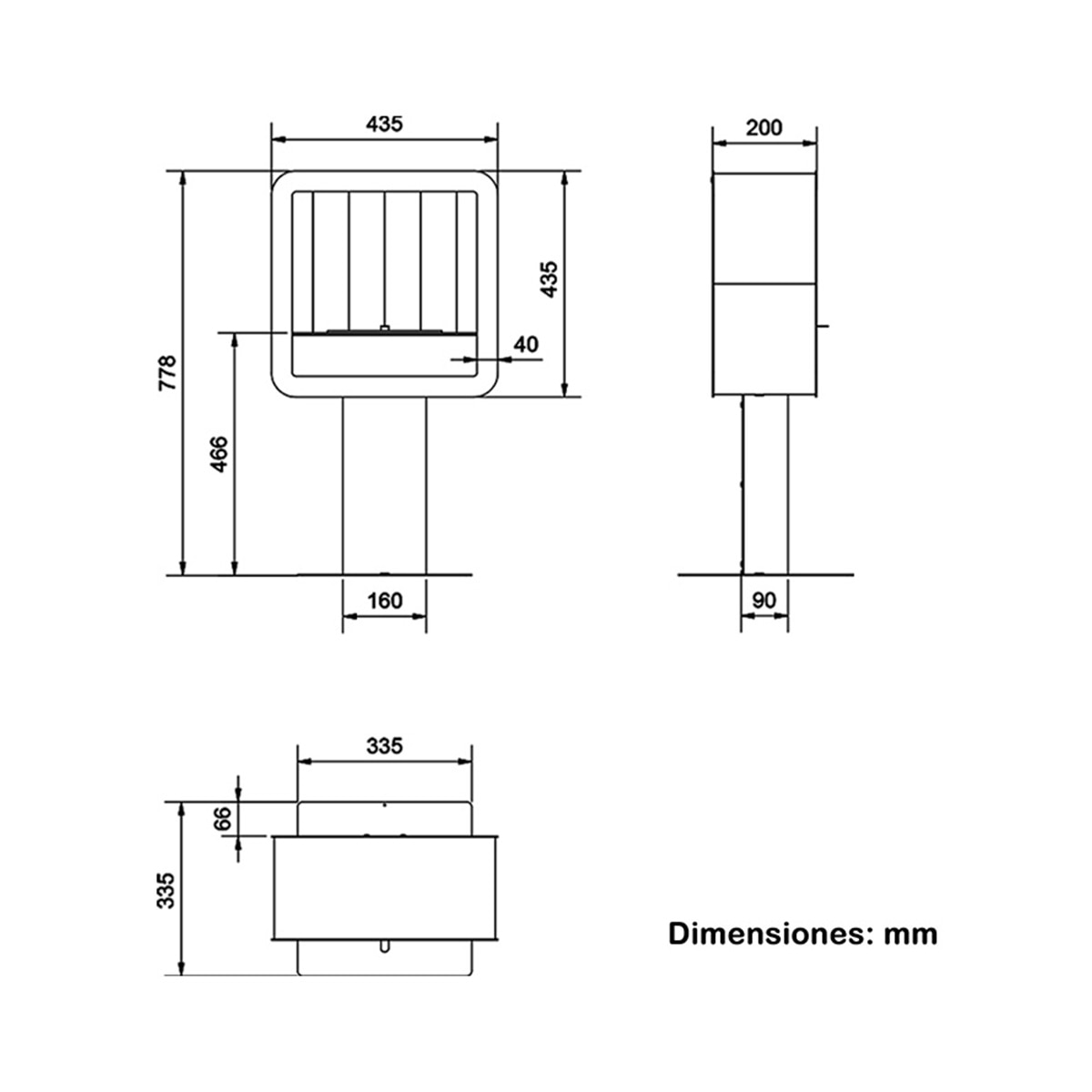 Chimenea de Bioetanol de suelo Bio P Negro-6