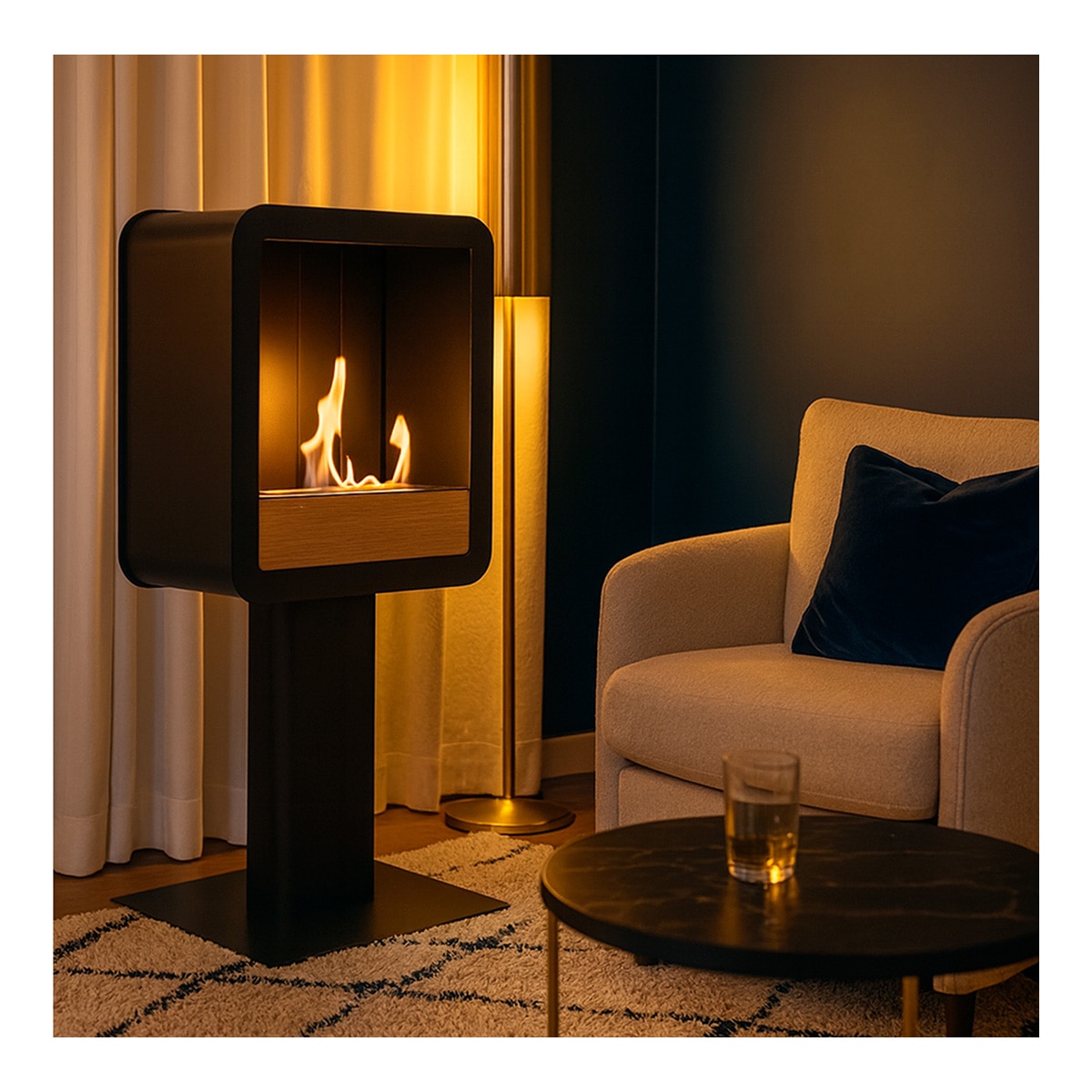 Chimenea de Bioetanol de suelo Bio P Negro-7