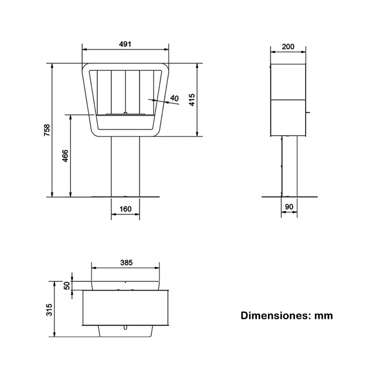 Chimenea de Bioetanol de suelo Bio PC Negro-6
