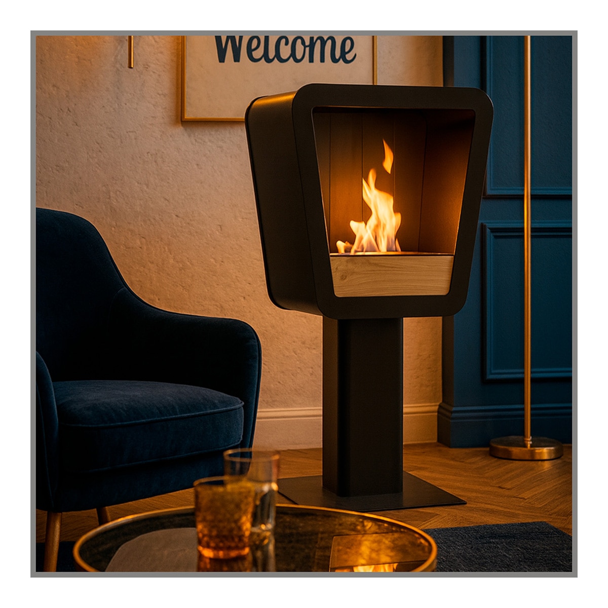 Chimenea de Bioetanol de suelo Bio PC Negro-7