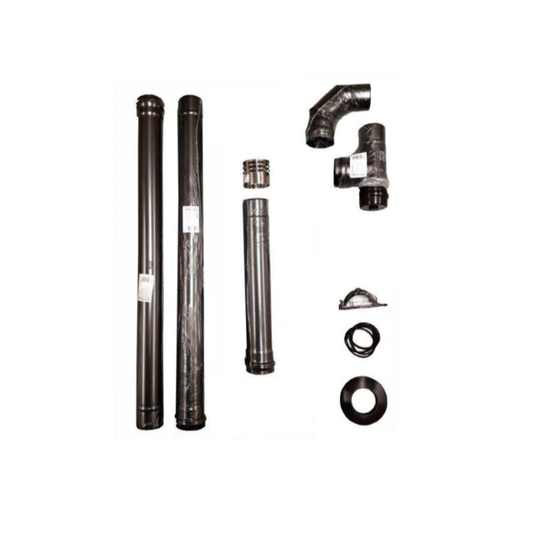 Kit Tubos Vitrificados para Evacuación Humos Estufas Pellet Negro-2