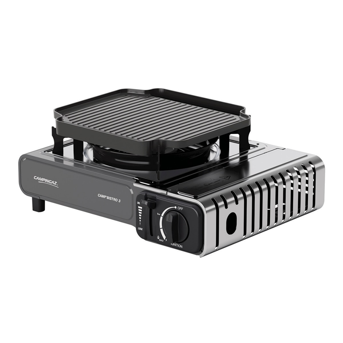 Hornillo camping Bisgtro 3 con Plancha Negro-2
