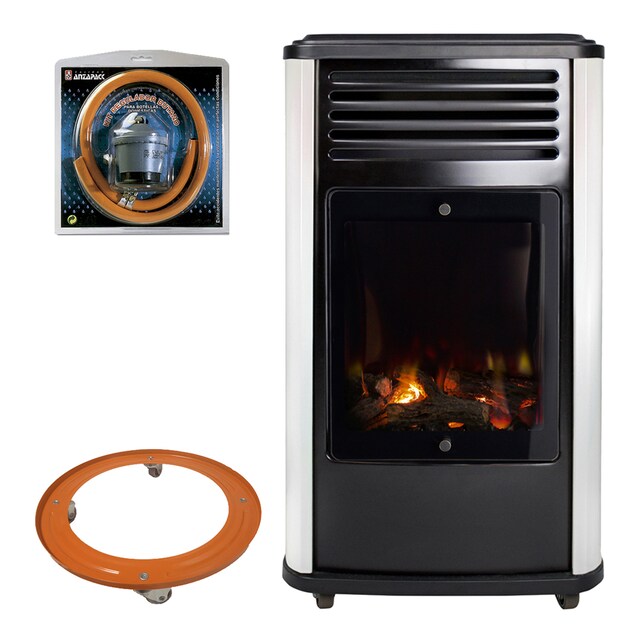 Imagen 0 de Pack Estufa Gas Manhattan Blanca Fireside + Soporte Bombona + Kit Regulador