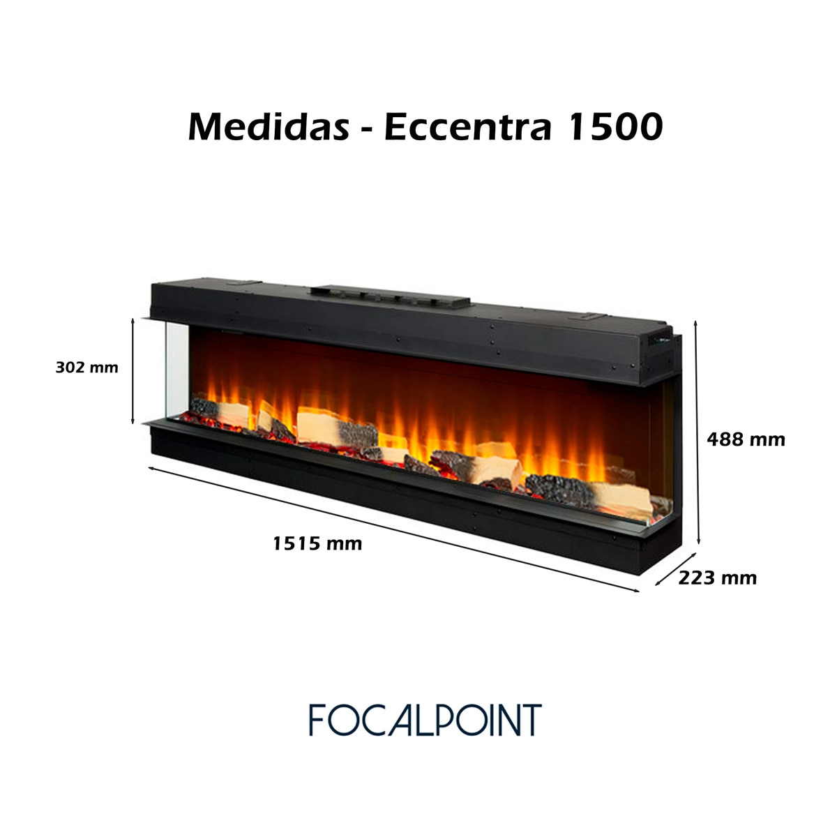 Chimenea Eléctrica Eccentra 1500 Negro-3