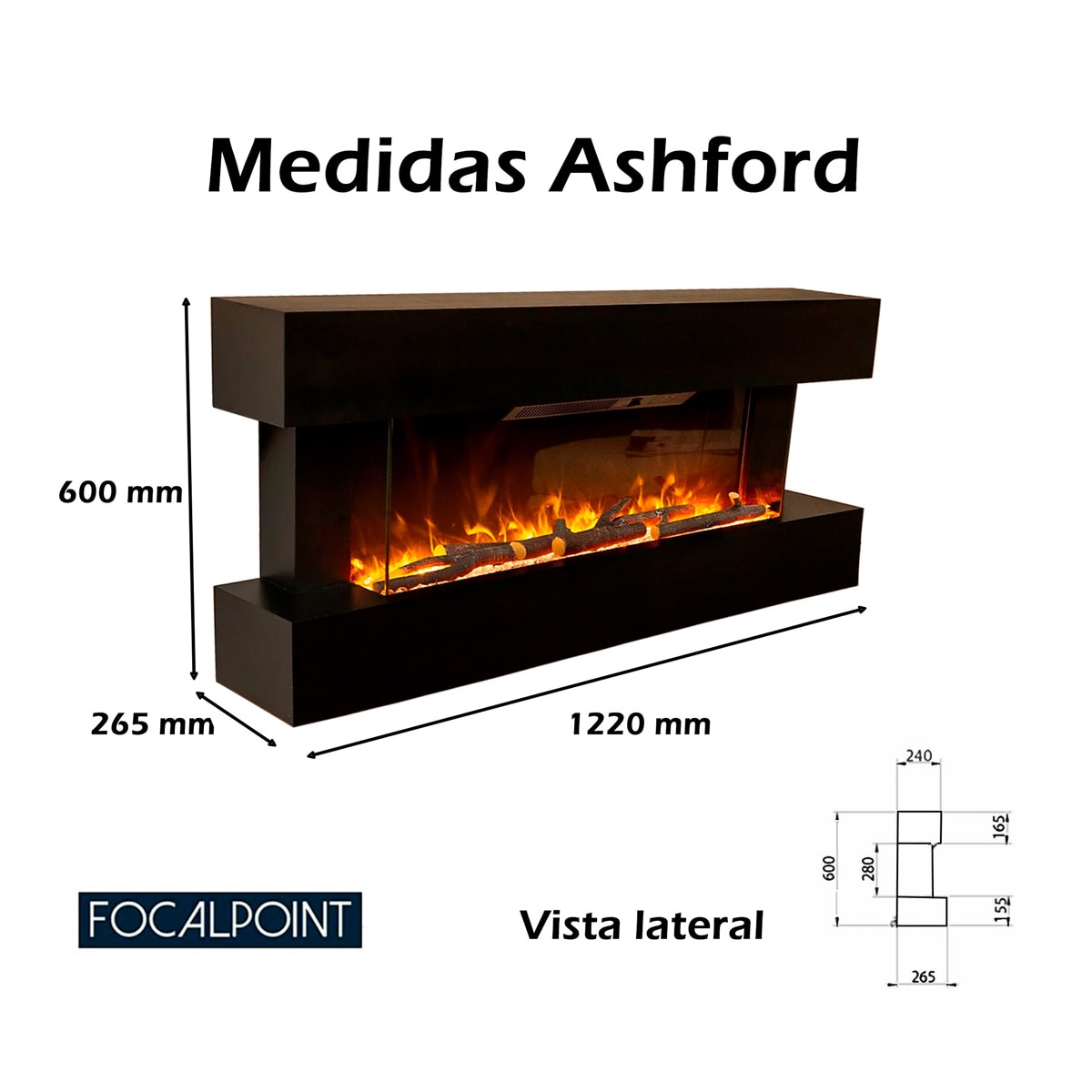 Chimenea Eléctrica Ashford Black Negro-3