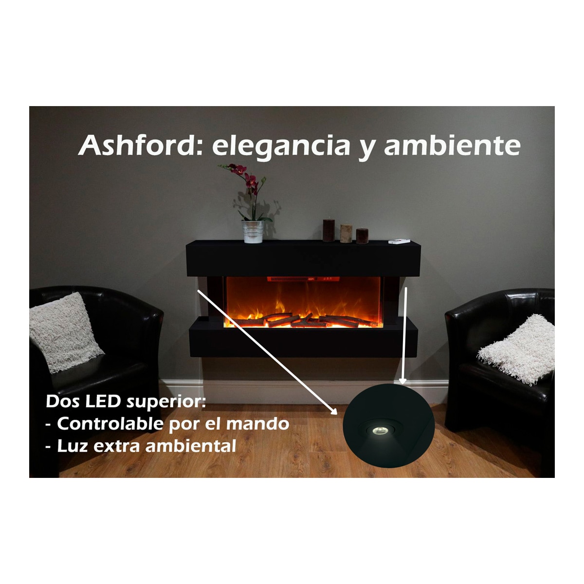 Chimenea Eléctrica Ashford Black Negro-7