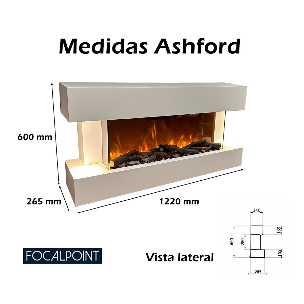Chimenea Eléctrica Ashford  White Blanco-3