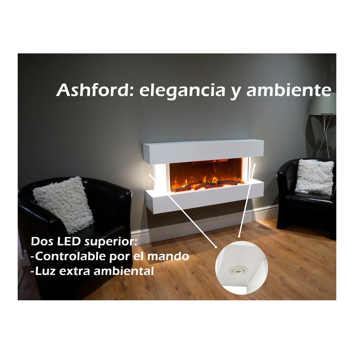 Chimenea Eléctrica Ashford  White Blanco-6