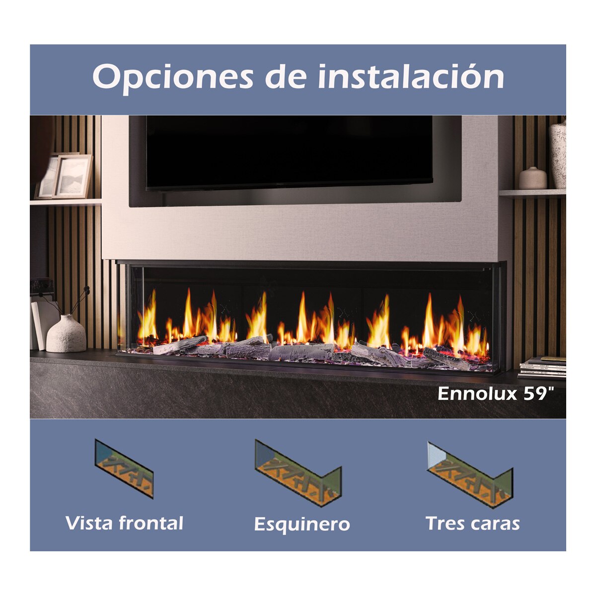 Chimenea Eléctrica Ennolux LCD 59 Negro-6