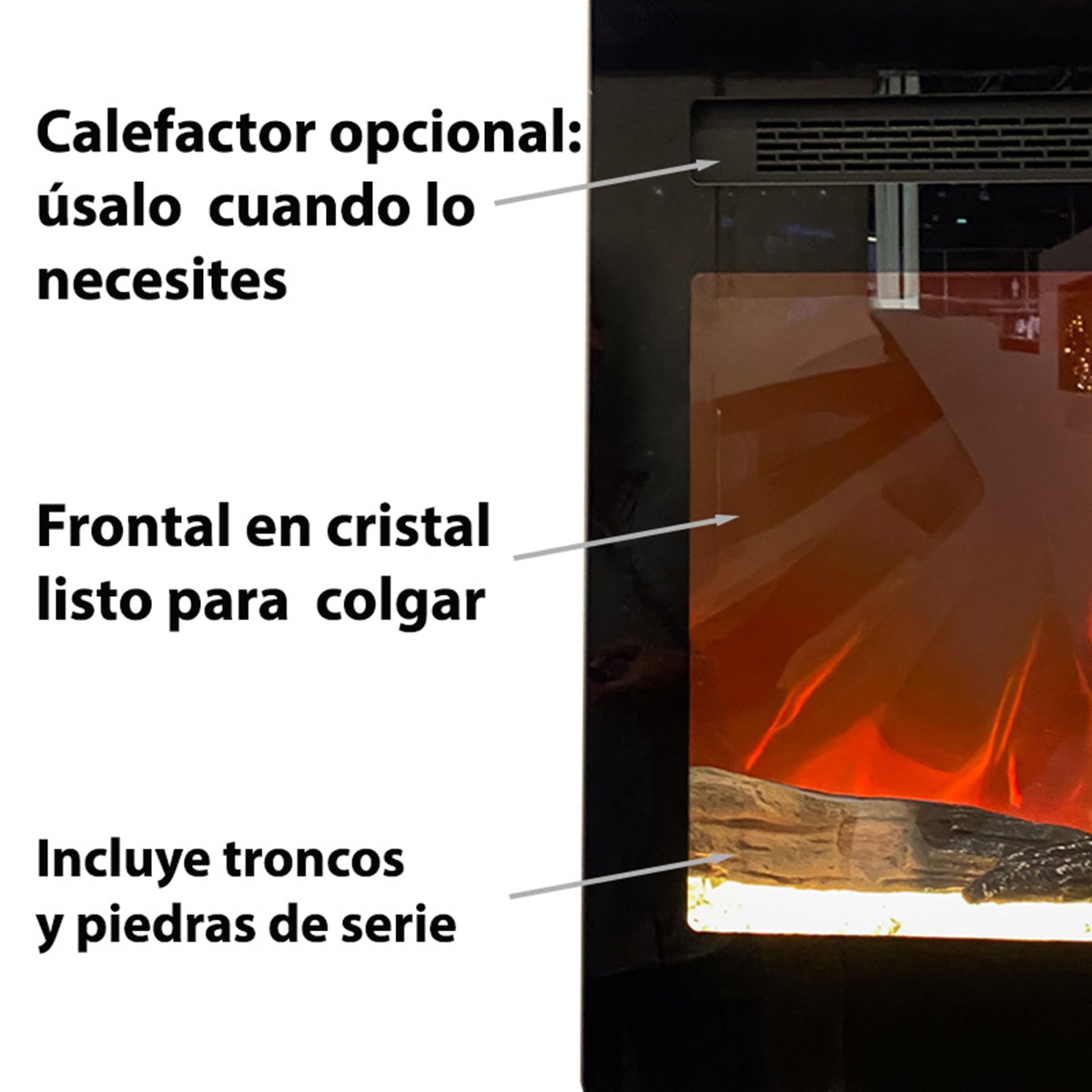Chimenea Eléctrica Illusion Flame Negro-10