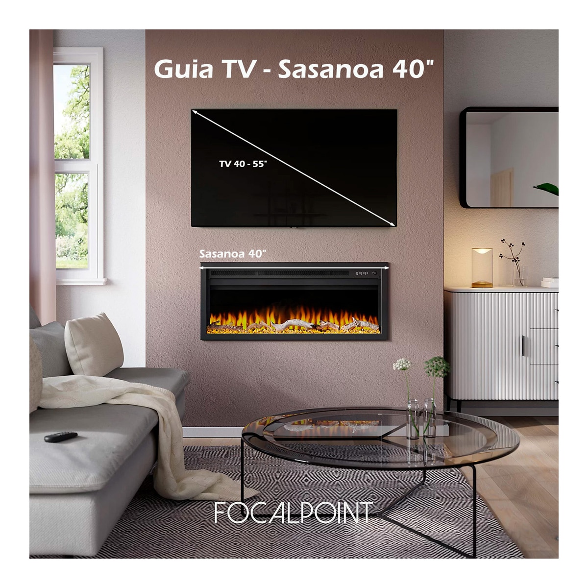 Chimenea Eléctrica Sasanoa 40" Negro-7