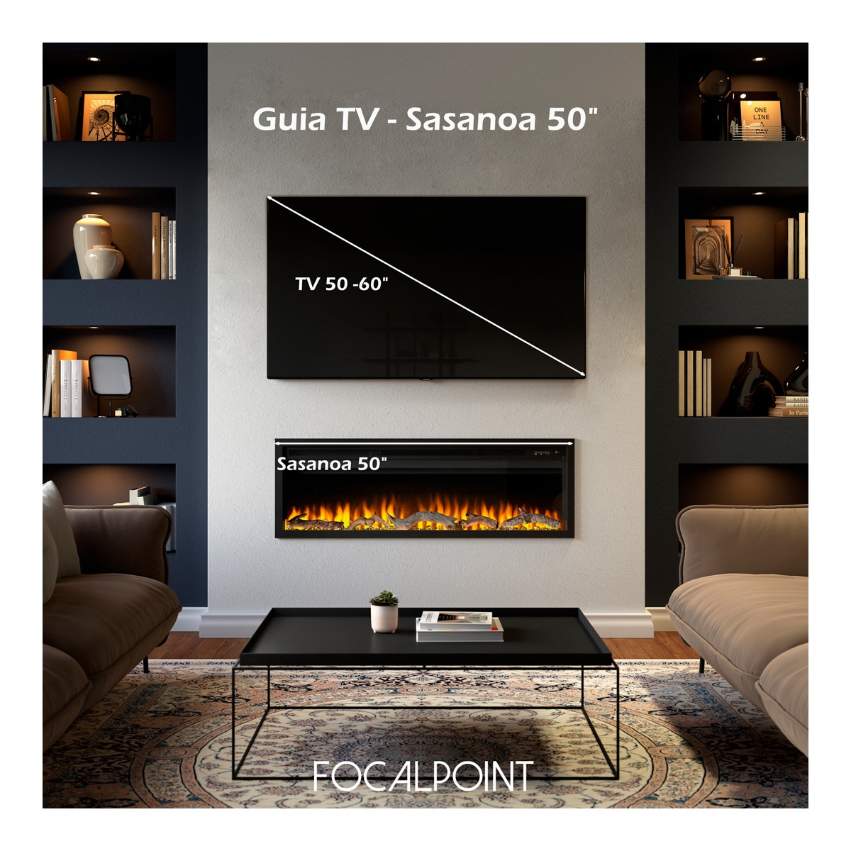 Chimenea Eléctrica Sasanoa 50" Negro-6