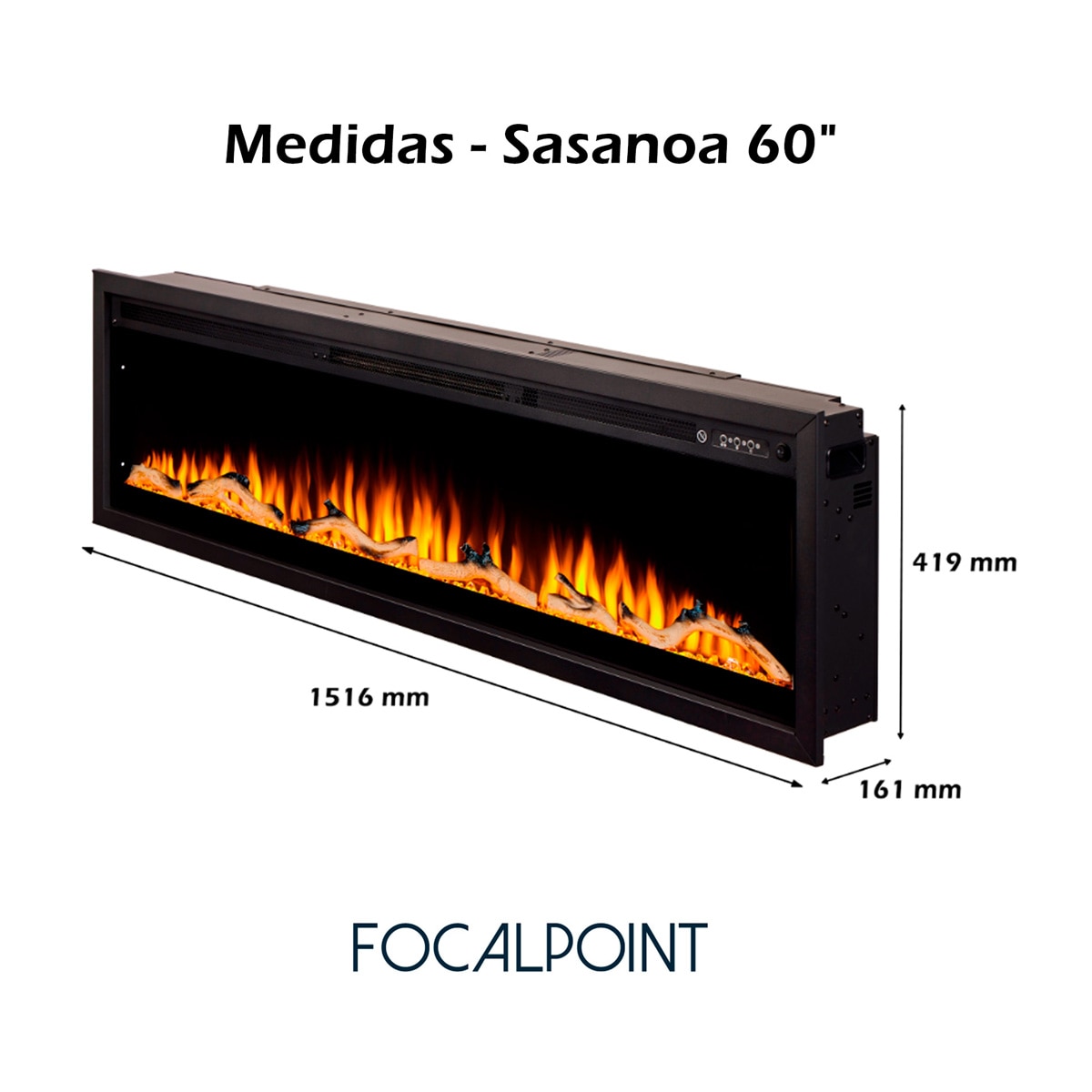 Chimenea Eléctrica Sasanoa 60" Negro-3