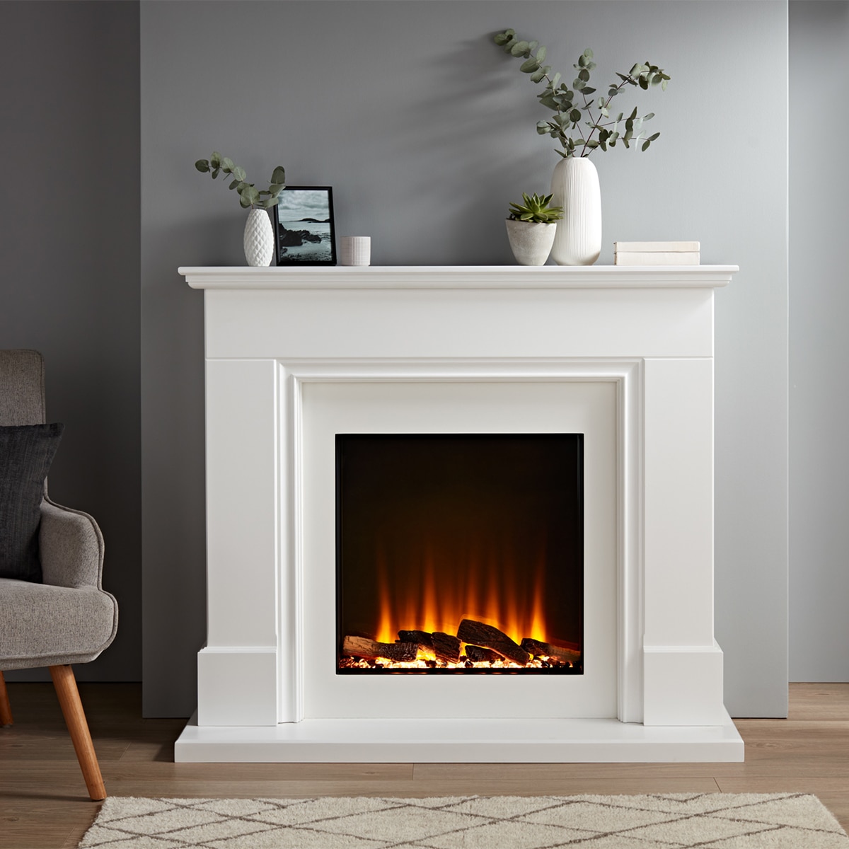 Chimenea eléctrica Kendal Blanco-3