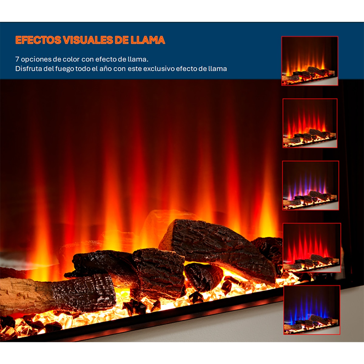 Chimenea eléctrica Kendal Blanco-7