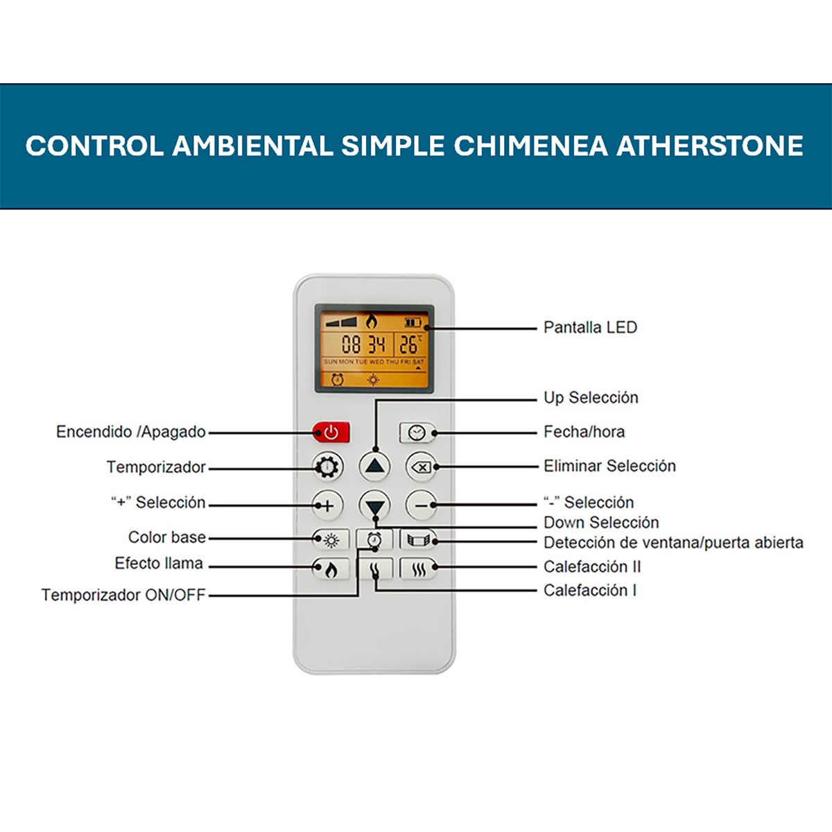 Chimenea eléctrica Atherstone Pizarra Blanco-5
