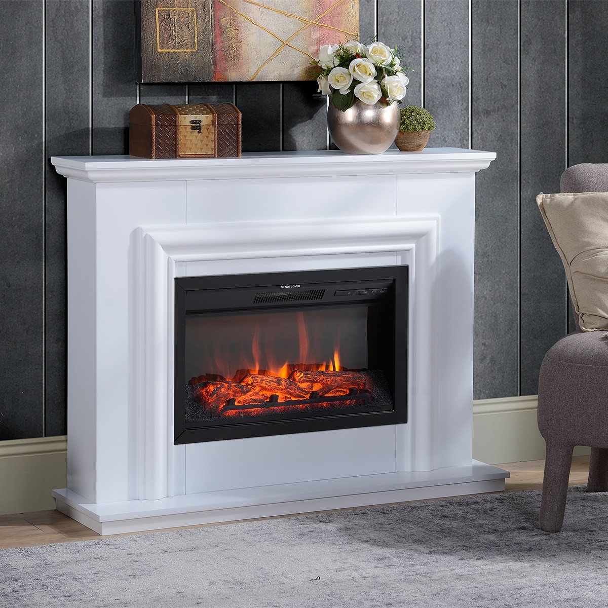 Chimenea eléctrica Amersham Blanco-3