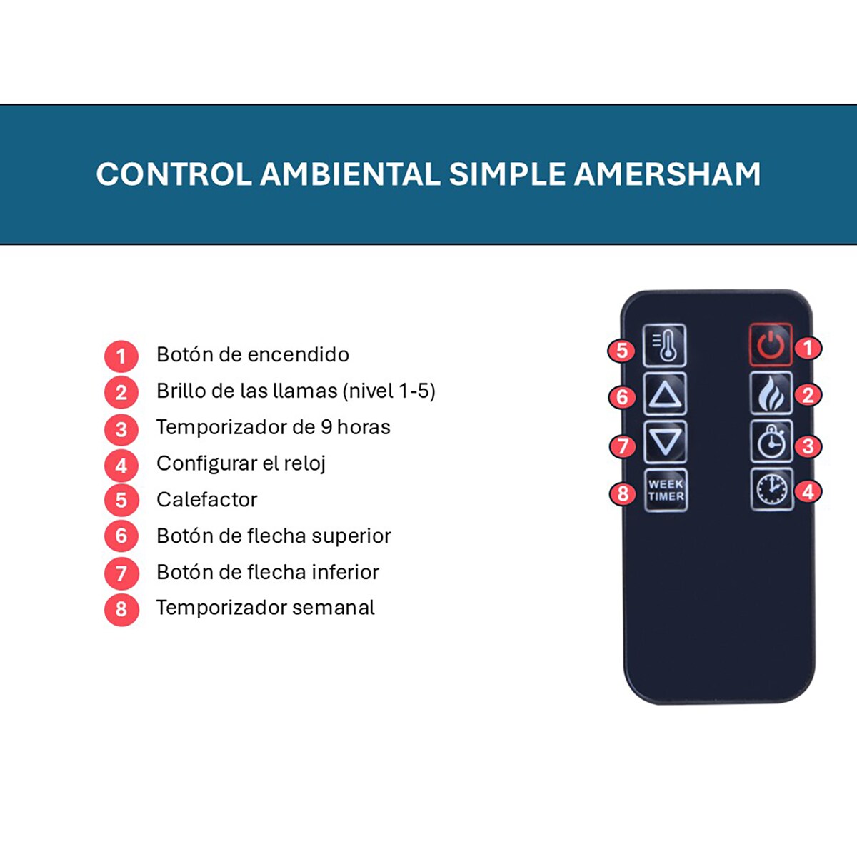 Chimenea eléctrica Amersham Blanco-6