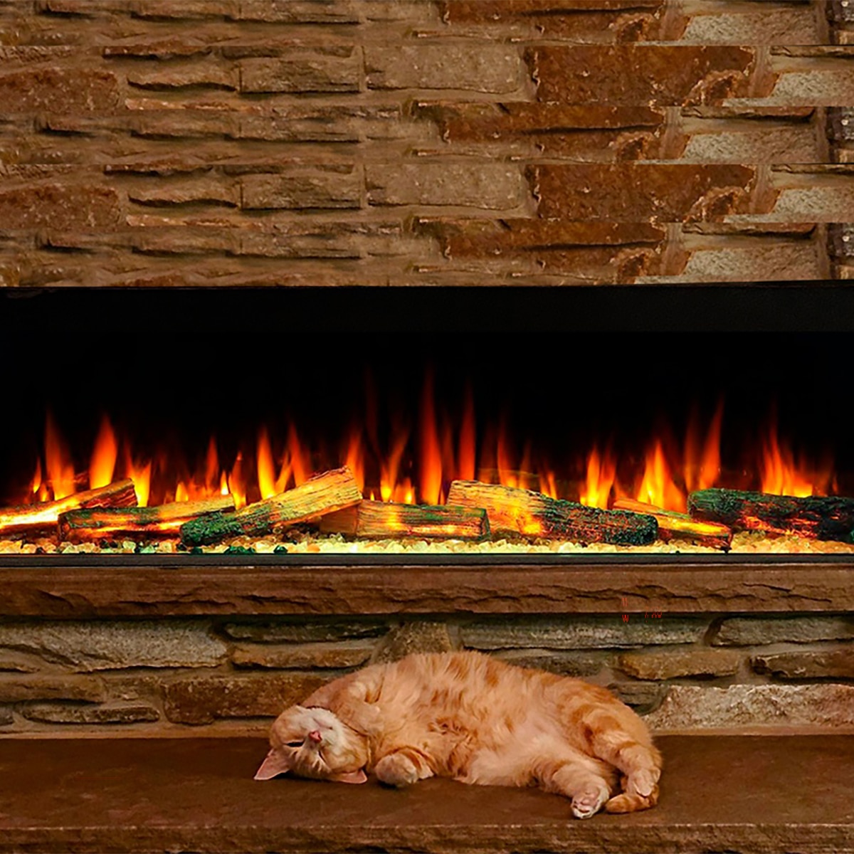 Chimenea eléctrica Liceo 125 con troncos iluminados Negro-3