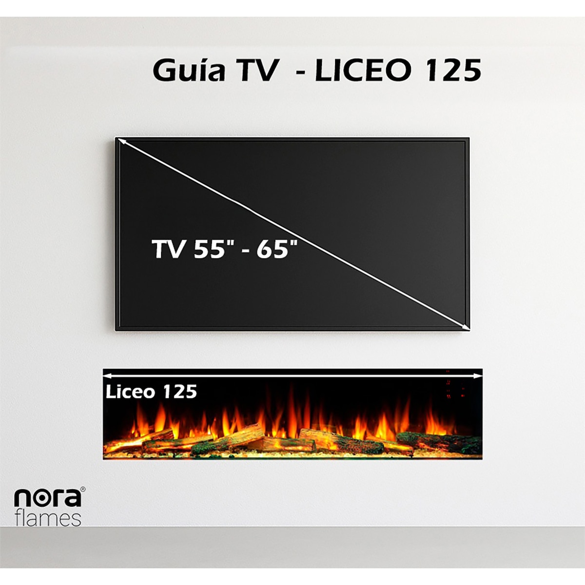 Chimenea eléctrica Liceo 125 con troncos iluminados Negro-5