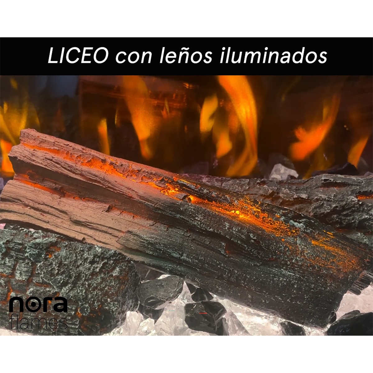 Chimenea eléctrica Liceo 150 con troncos iluminados Negro-6