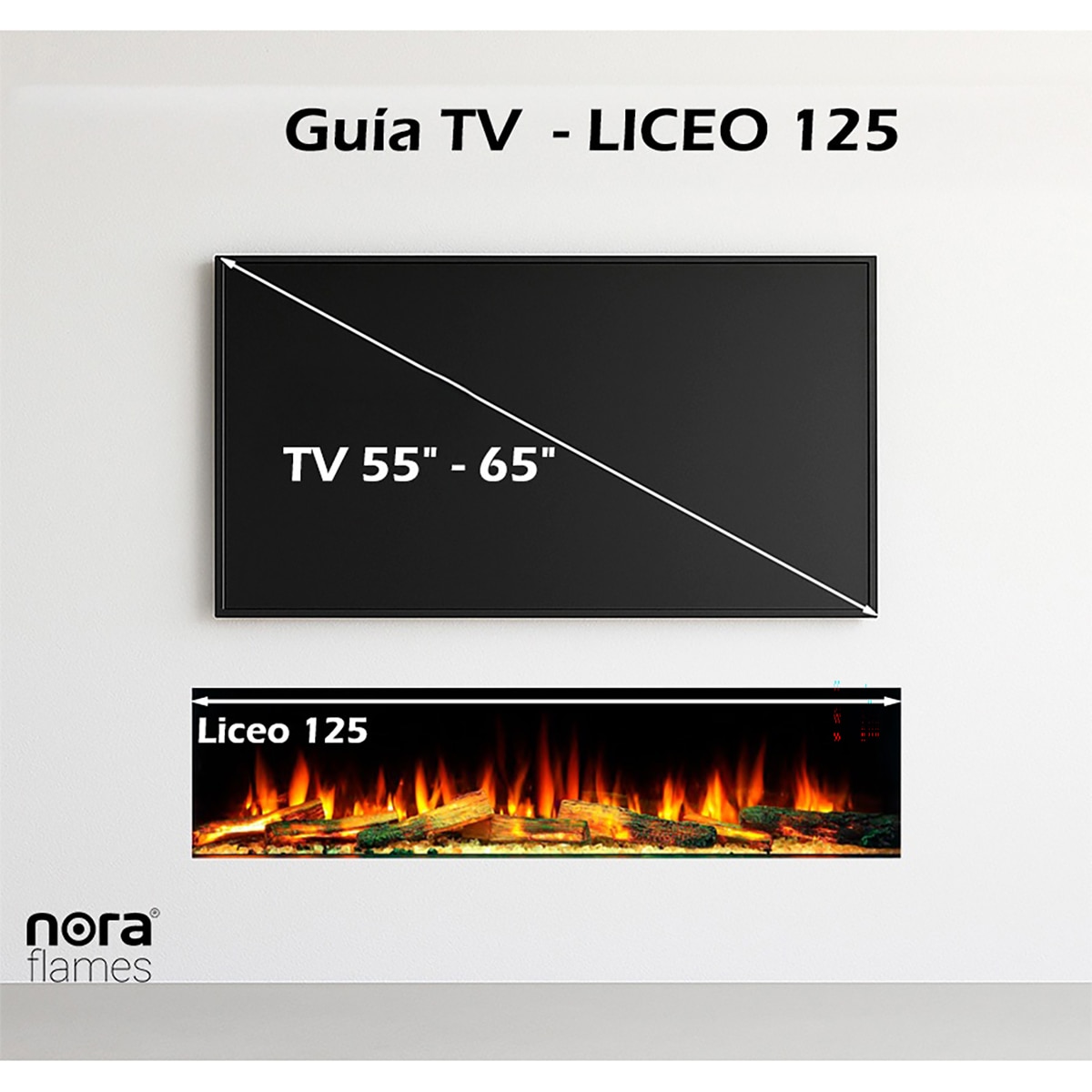 Chimenea eléctrica Liceo 180 con troncos iluminados Negro-5
