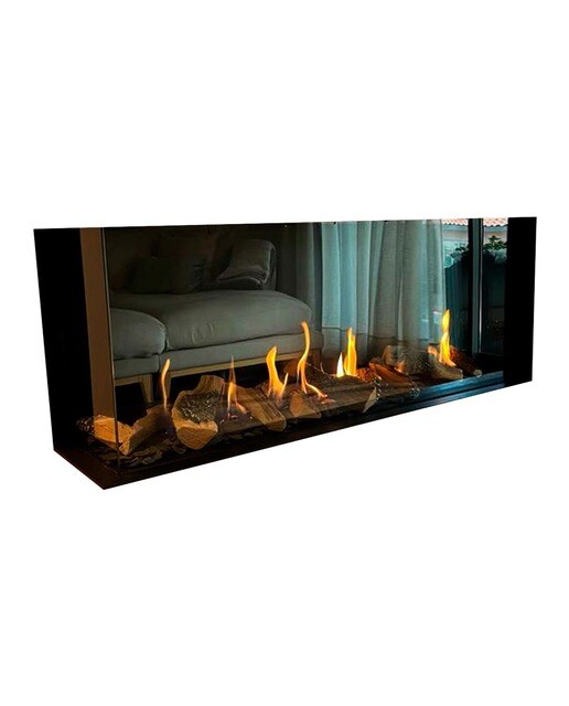 Chimenea Gas LPG Pano 1100 Esquinera Izquierda Negro-1