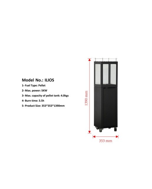 Estufa Pellets Exterior Ilios 5 kW Negro-4