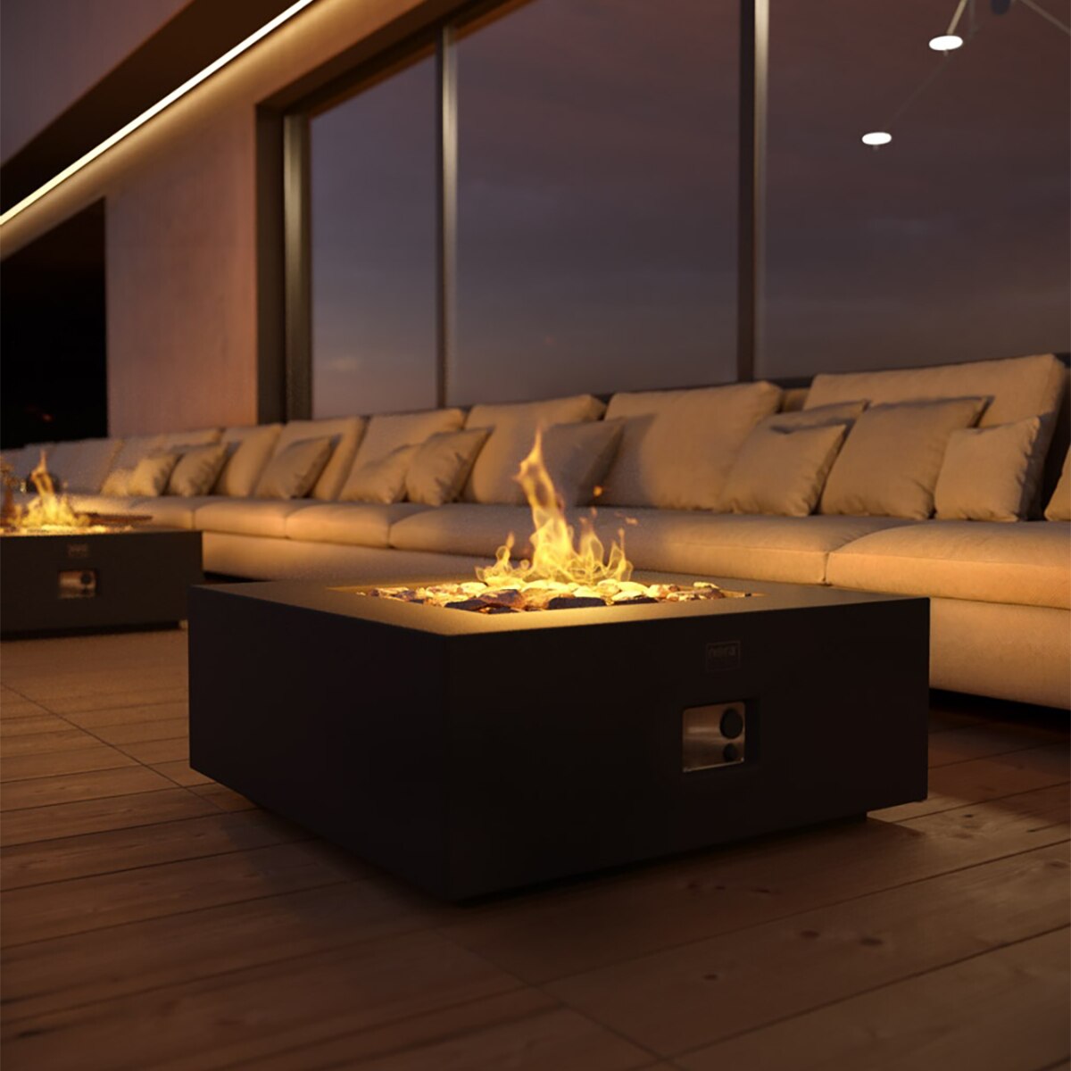 Mesa de Exterior con Brasero de Gas Loa negro 16 Kw Negro-5
