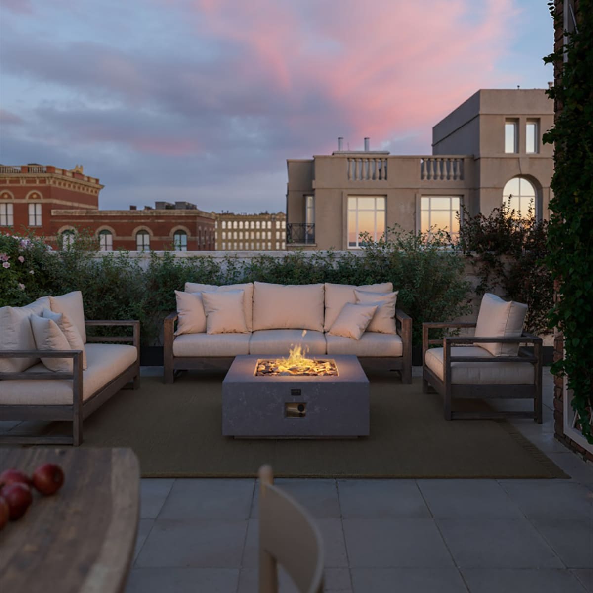 Mesa de exterior con brasero LPG Loa gris de 16 kw Gris-8