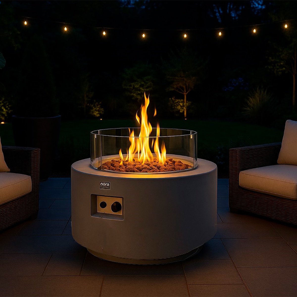 Mesa de Exterior con Brasero de Gas Fuji gris con cristales 16 Kw Gris-2