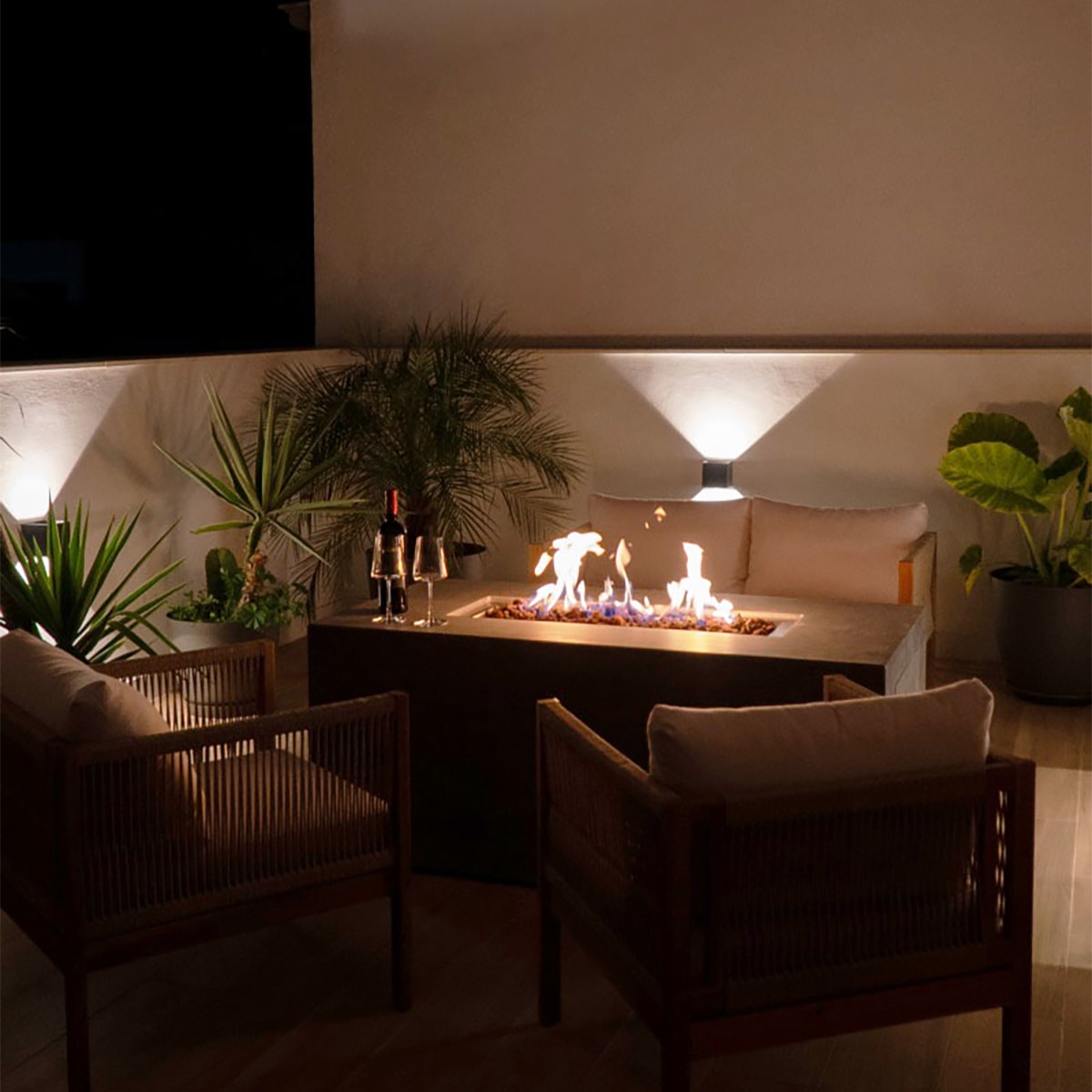 Mesa de Exterior con Brasero de Gas Misti gris con cristales 16 Kw Gris-5