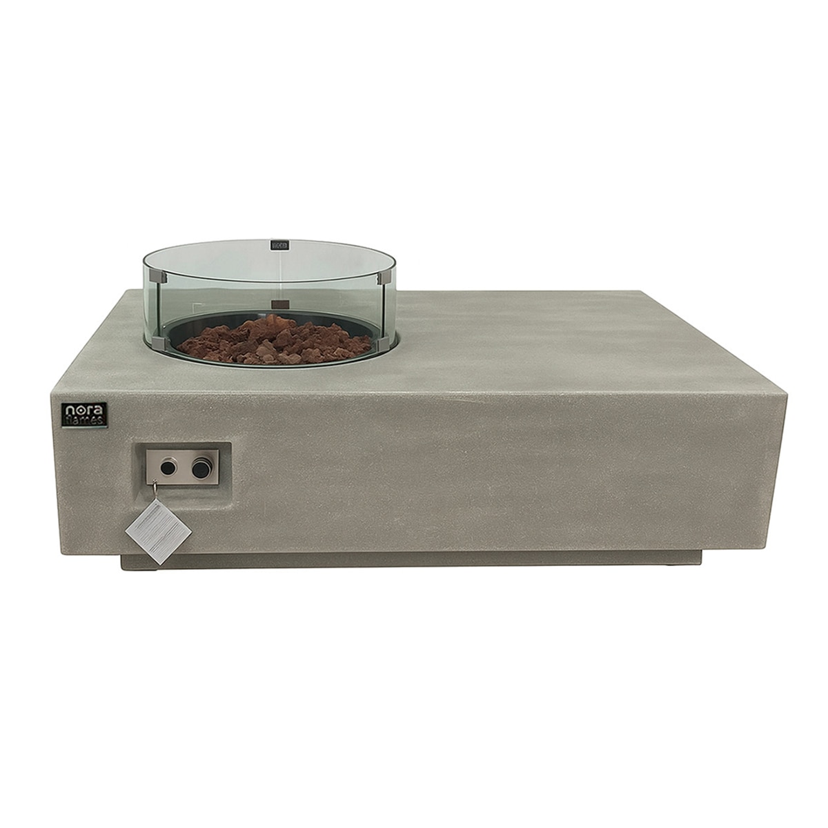 Mesa de Exterior con Brasero de Gas Yasur gris con cristales 16 Kw Gris-2