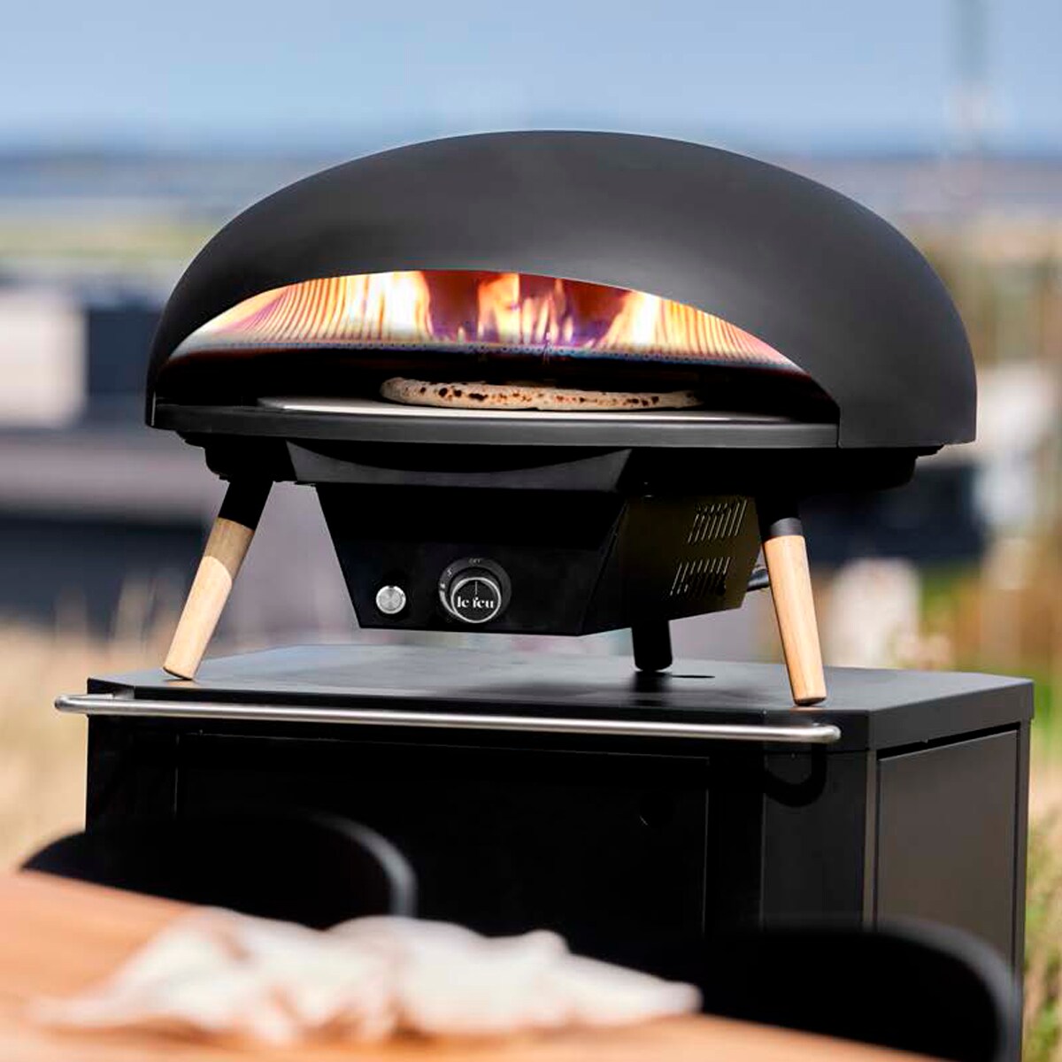 Horno gas para pizza giratorio Negro-3