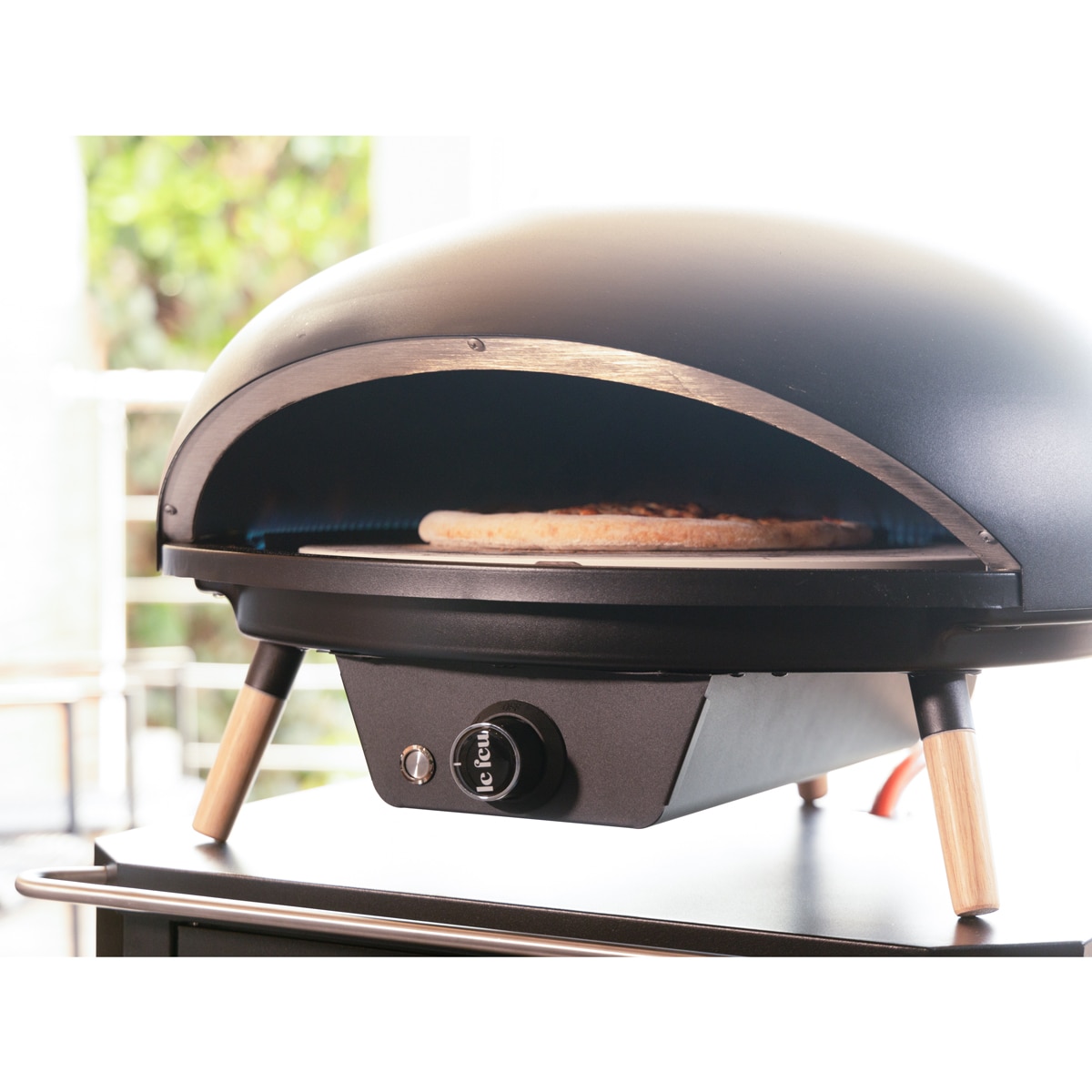 Horno gas para pizza giratorio Negro-4