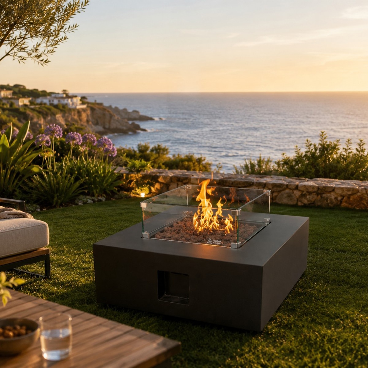Estufa de bioetanol de exterior Bio Loa Nora Flames Negro-3