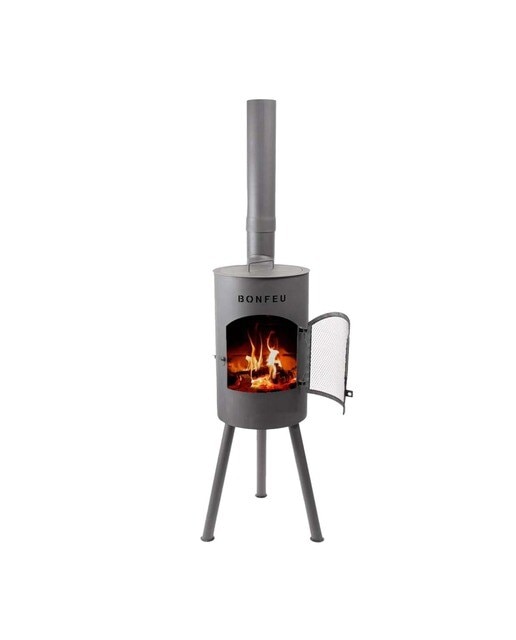 Chimenea de Leña Exterior Bongiano S Black Negro-1
