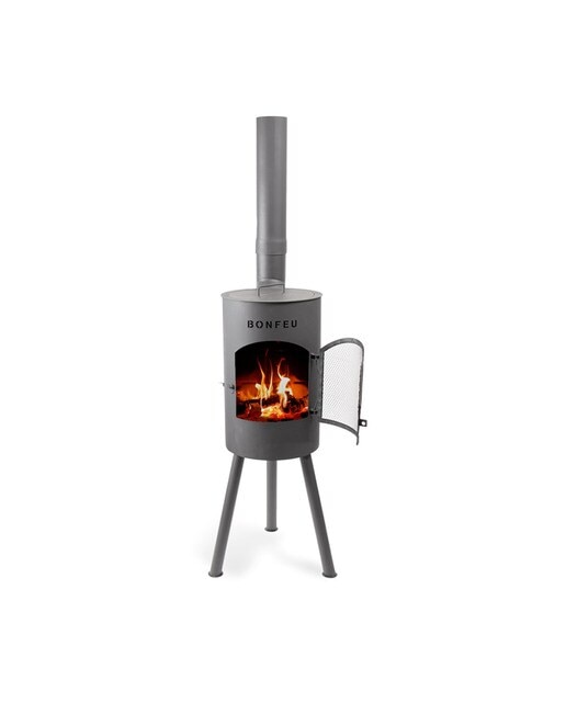 Chimenea de Leña Exterior Bongiano S Black Negro-2