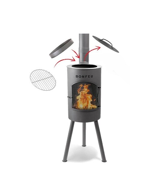 Chimenea de Leña Exterior Bongiano S Black Negro-5