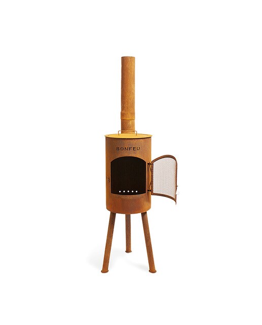 Chimenea de Leña Exterior Bongiano S Corten Óxido-4