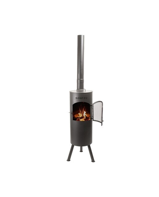 Chimenea de Leña Exterior Bongiano L Black Negro-2