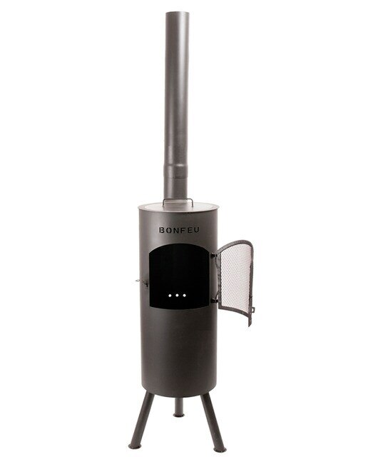 Chimenea de Leña Exterior Bongiano L Black Negro-3