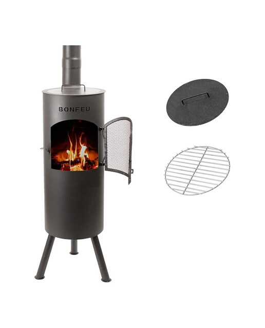Chimenea de Leña Exterior Bongiano L Black Negro-5
