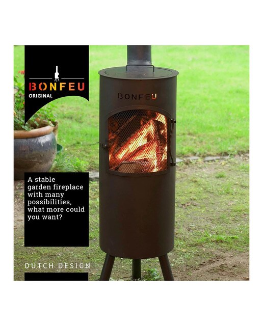 Chimenea de Leña Exterior Bongiano L Black Negro-7