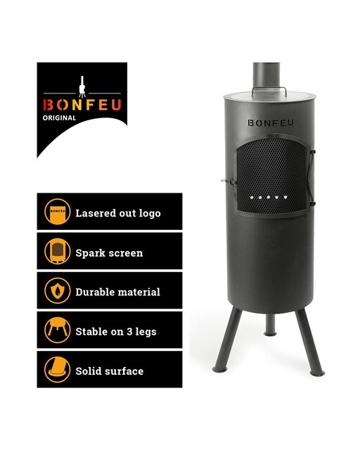 Chimenea de Leña Exterior Bongiano L Black Negro-8